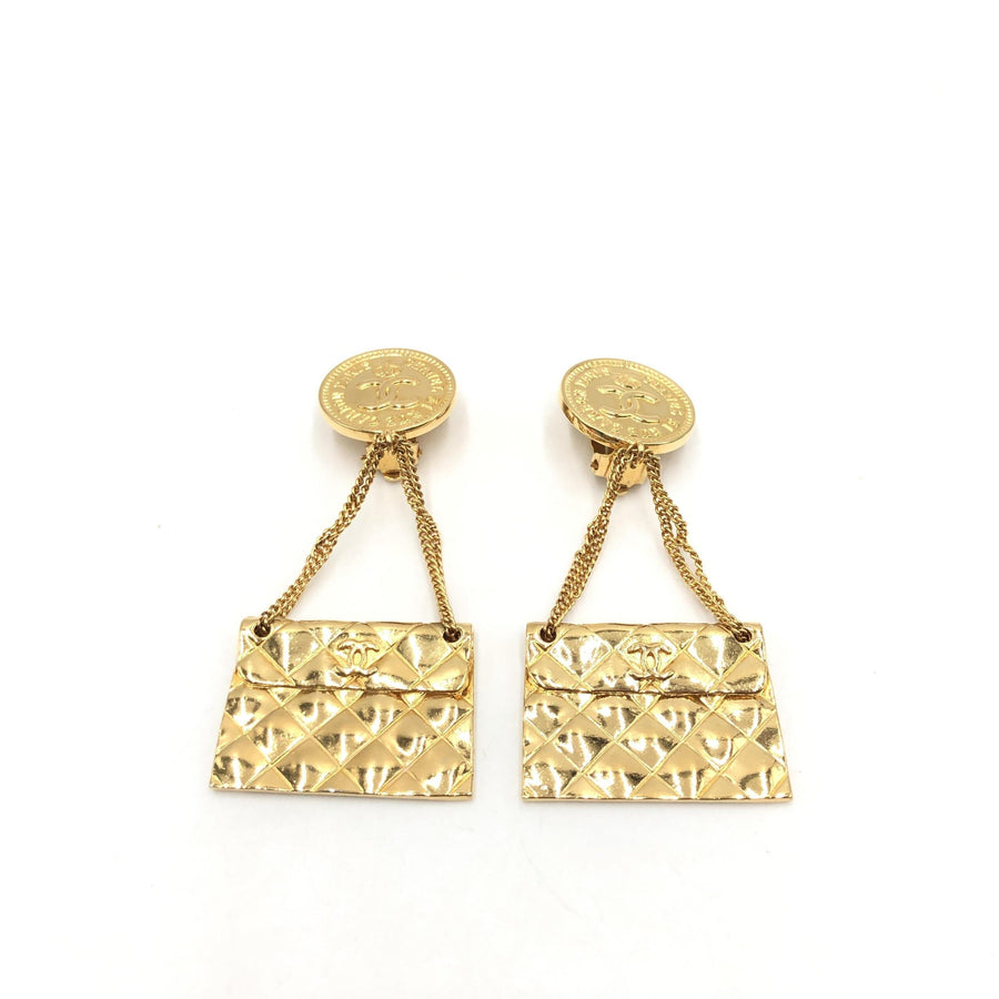 Bag Motif Clip-On Drop Earrings